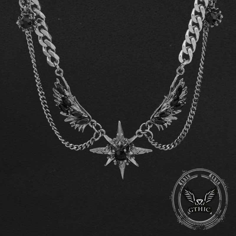 Punk Y2k Wings Star Stainless Steel Clavicle Chain