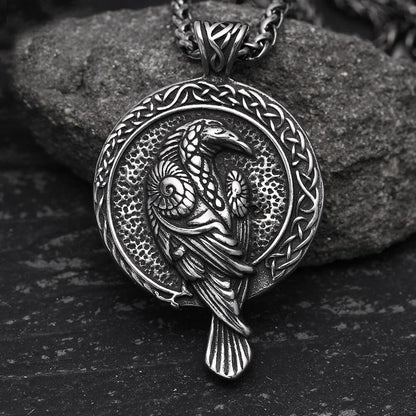 Raven and Triskele Stainless Steel Viking Pendant