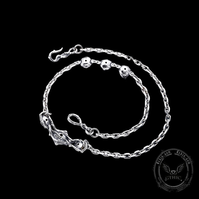 Red Gem-set Roses Sterling Silver Necklace