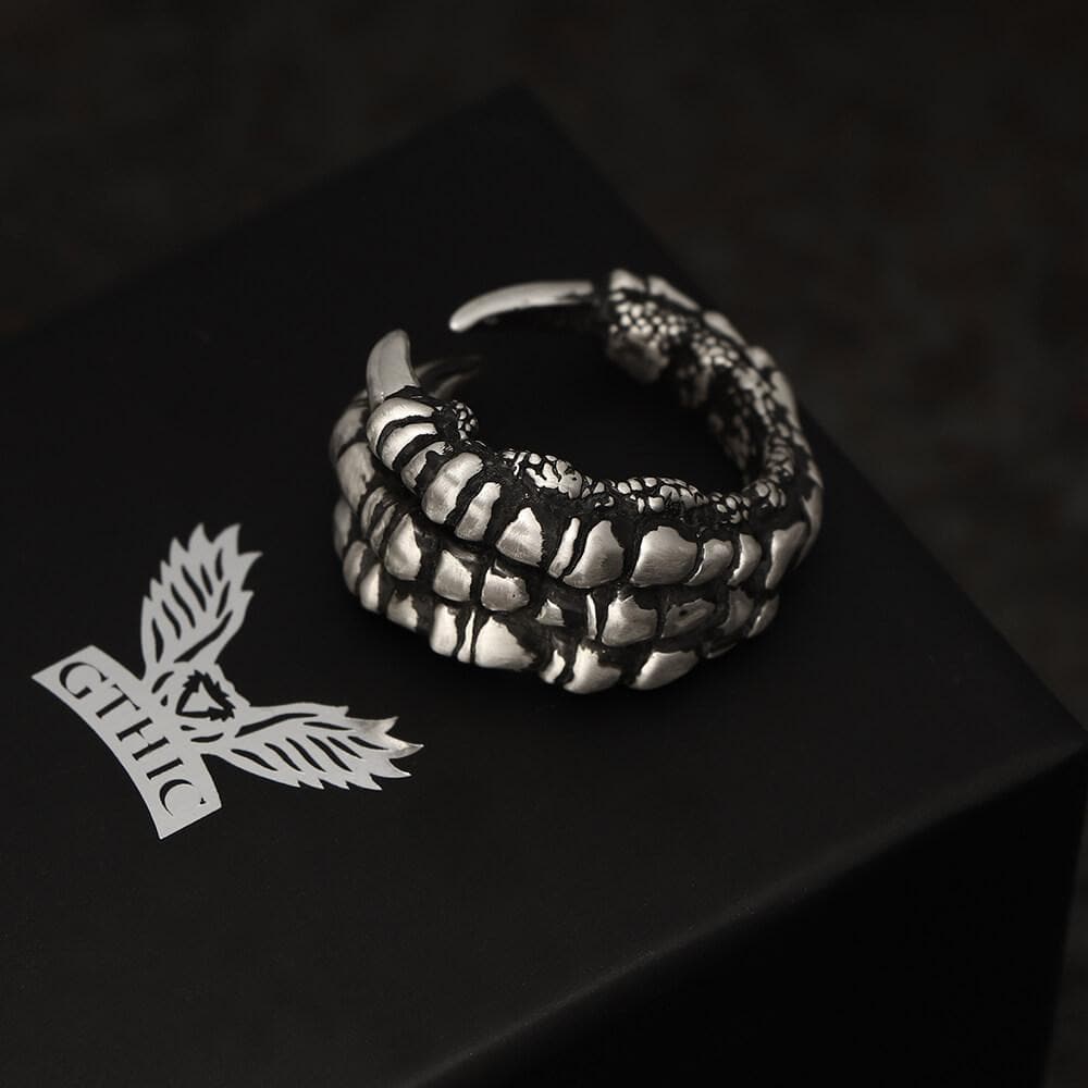 Retro Dragon Claw Brass Sterling Silver Ring