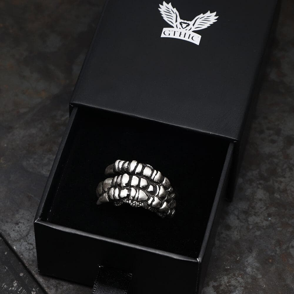 Retro Dragon Claw Brass Sterling Silver Ring