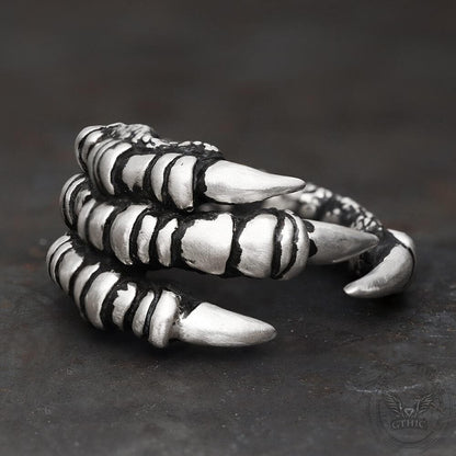 Retro Dragon Claw Brass Sterling Silver Ring