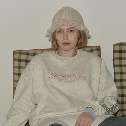 Retro Fringed Edge Patchwork Knitted Bucket Hat