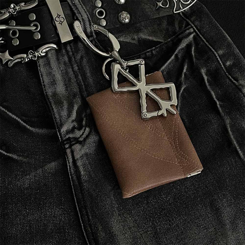 Retro Hollowed-out Cross Pu Leather Waist Wallet