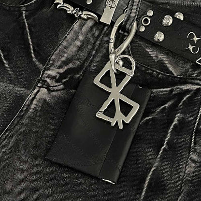 Retro Hollowed-out Cross Pu Leather Waist Wallet