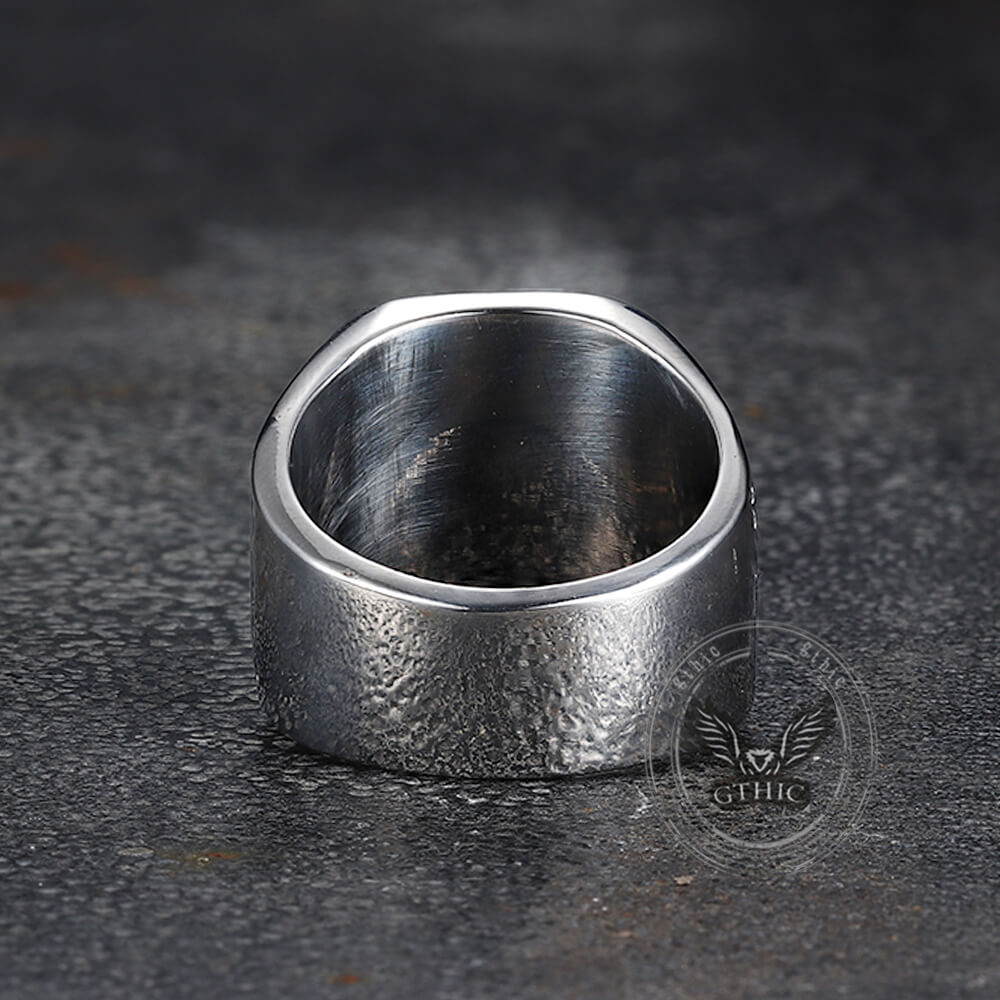 Retro Koi Square Stainless Steel Lucky Ring