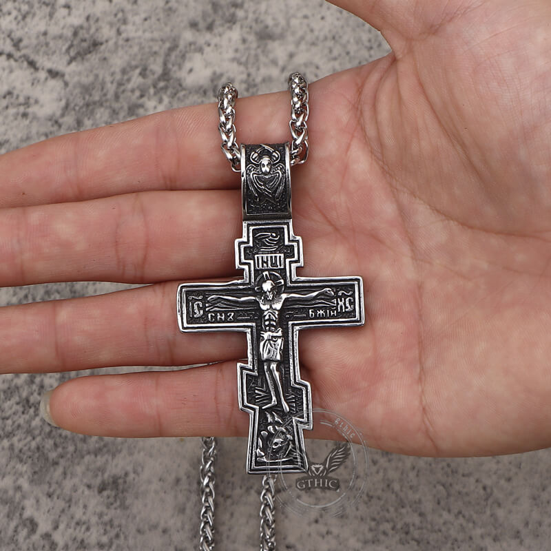 Retro Orthodox Crucifixion Stainless Steel Cross Pendant