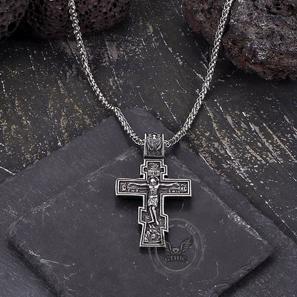 Retro Orthodox Crucifixion Stainless Steel Cross Pendant