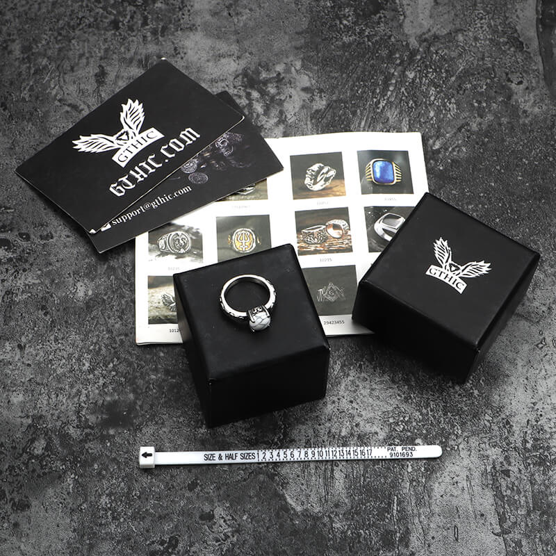 Gothic Gem-set Stainless Steel Ring