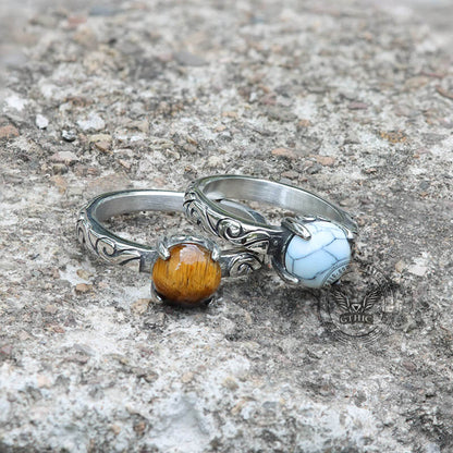 Gothic Gem-set Stainless Steel Ring