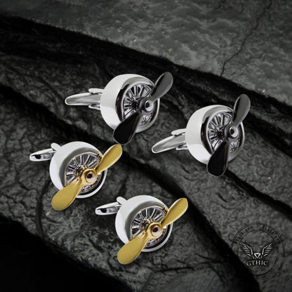 Retro Propeller Brass Cufflinks