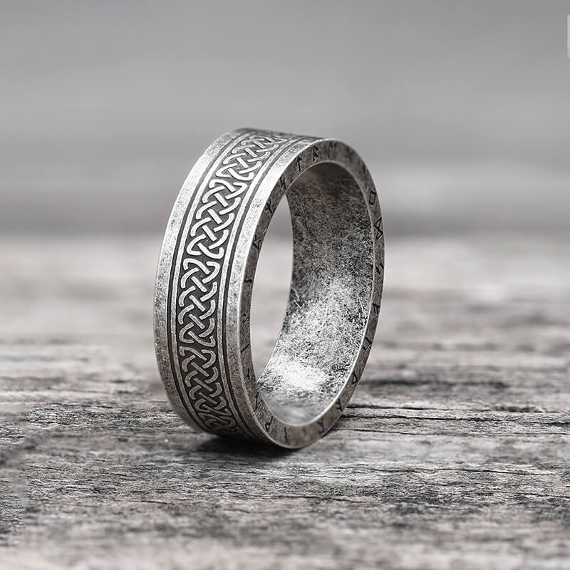 Retro Runes Celtic Knot Stainless Steel Ring