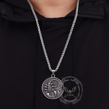 Retro Scorpion Stainless Steel Animal Round Pendant