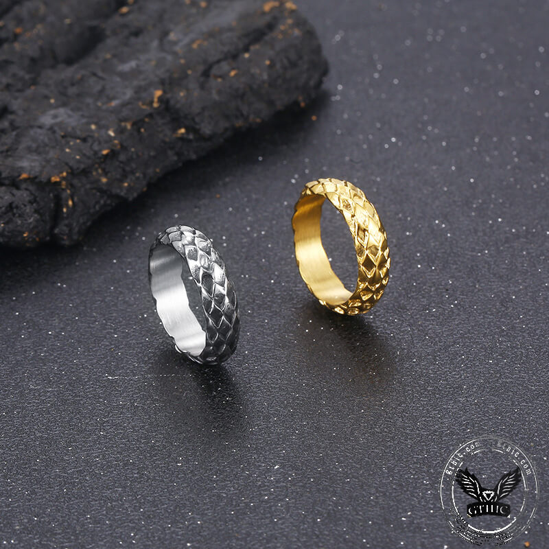 Retro Snake Scale Stainless Steel Ring