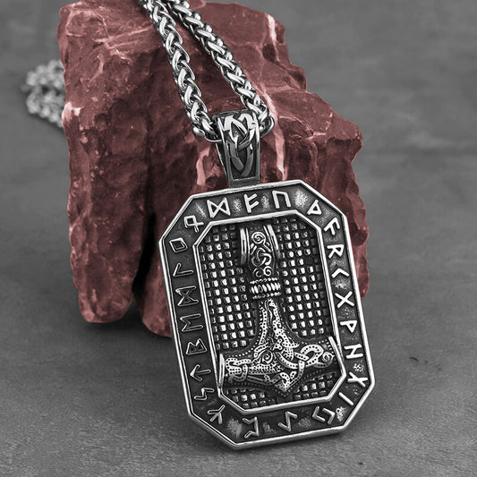 Retro Square Thor's Hammer Stainless Steel Viking Pendant