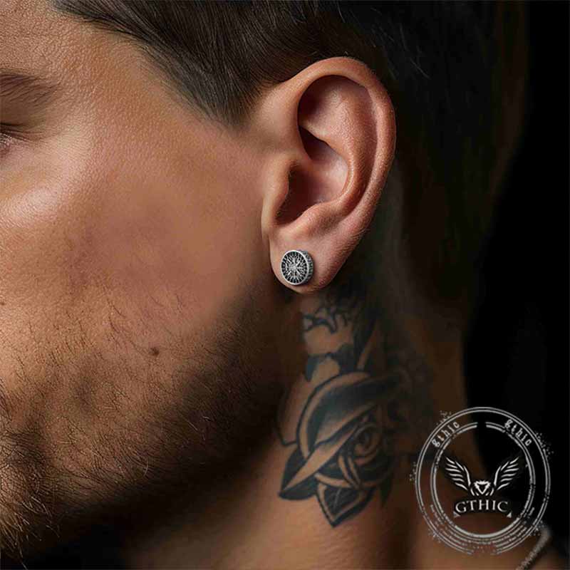 Retro Viking Pattern Stainless Steel Stud Earrings