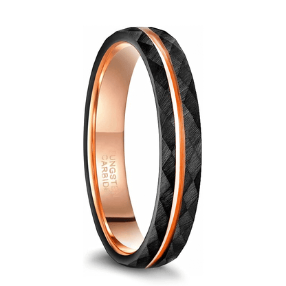 Rhombus Patterned Band Ring in Tungsten Steel / and Cool Black Rings