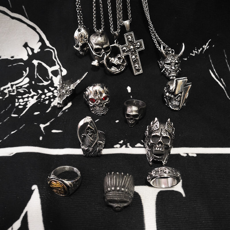 Rings and Pendants Skull Jewelry Set