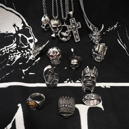 Rings and Pendants Skull Jewelry Set
