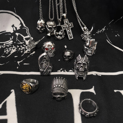 Rings and Pendants Skull Jewelry Set