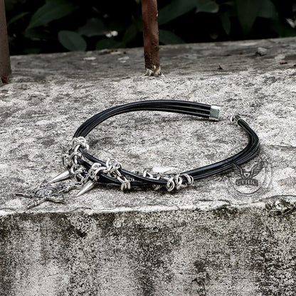 Rivet Skull Star Alloy Choker Necklace