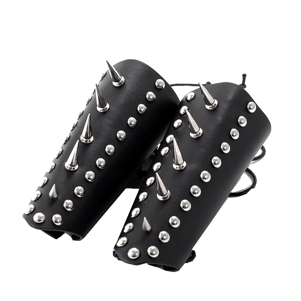 Rock Style Stainless Steel Rivet Genuine Leather Wrist Strap / Protection Bracelet