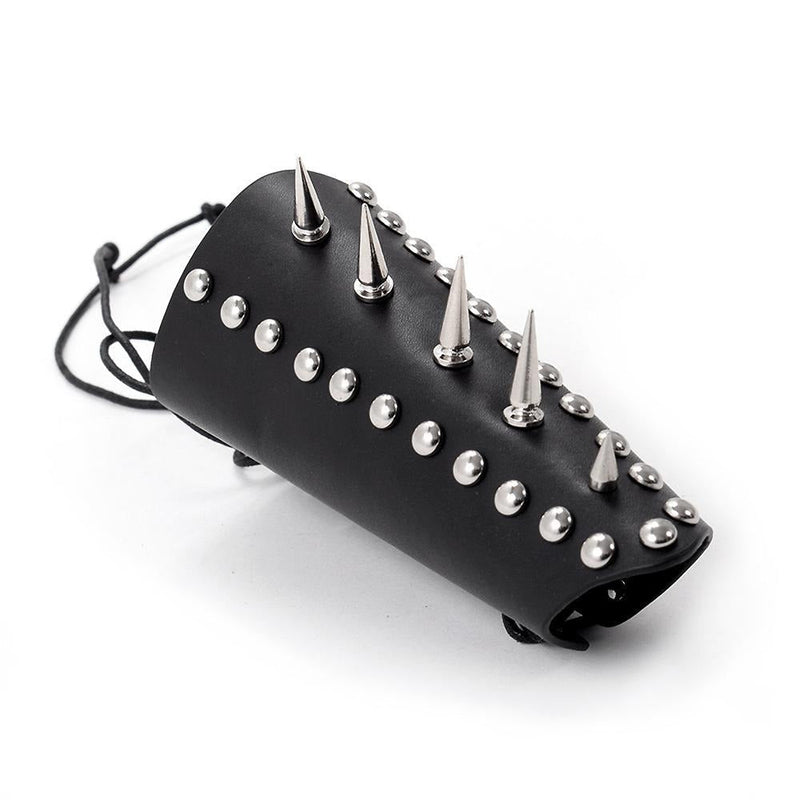Rock Style Stainless Steel Rivet Genuine Leather Wrist Strap / Protection Bracelet