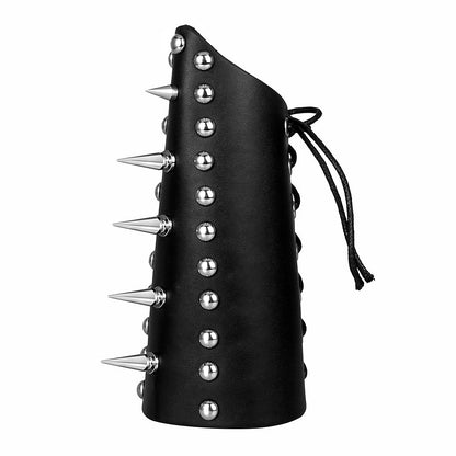 Rock Style Stainless Steel Rivet Genuine Leather Wrist Strap / Protection Bracelet
