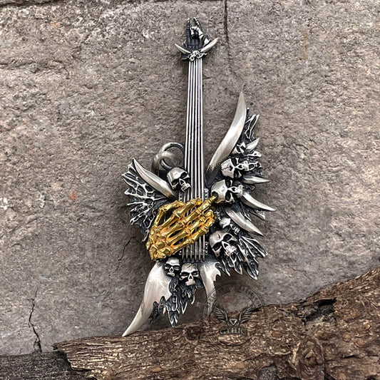 Rock Never Dies Sterling Silver Skull Pendant