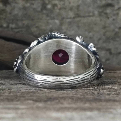 Rose Double Snake Entwined Gem Sterling Silver Ring