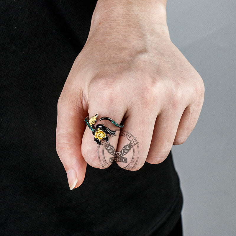 Rose Olivine Brass Ring
