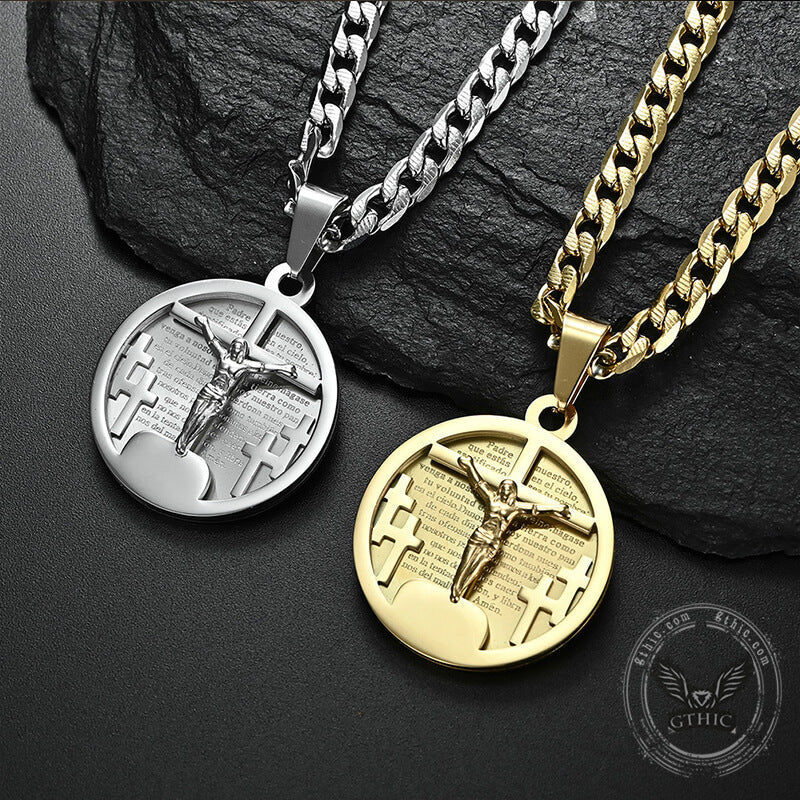 Round Shaped Crucifixion of Jesus Cross Pendant