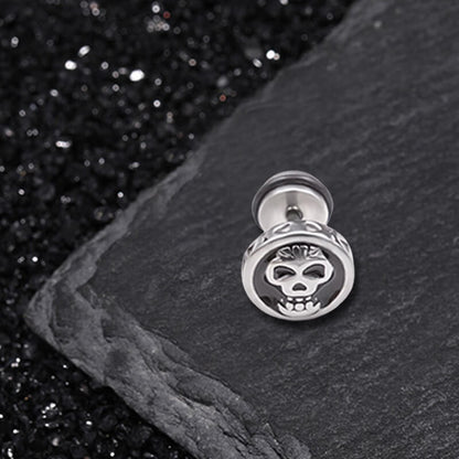 Round Skull Stainless Steel Stud Earrings