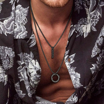 Norse Viking Rune Circle Chain Necklace for