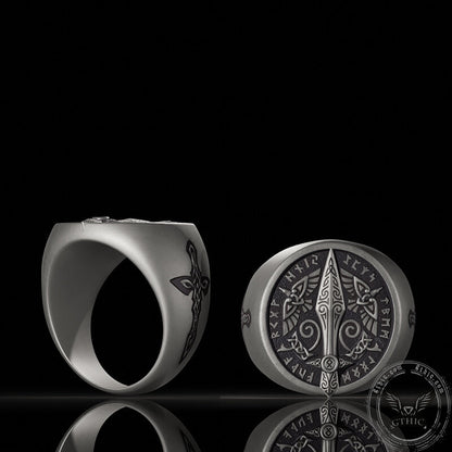 Runes Sword Sterling Silver Viking Ring
