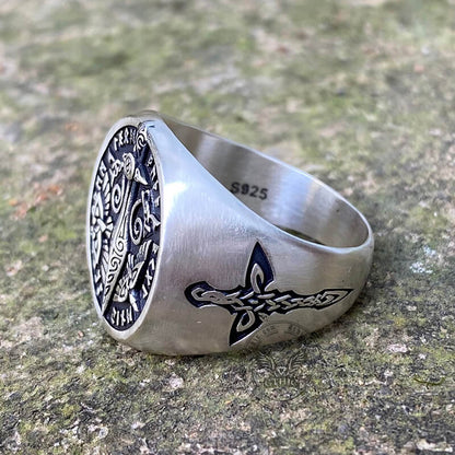 Runes Sword Sterling Silver Viking Ring