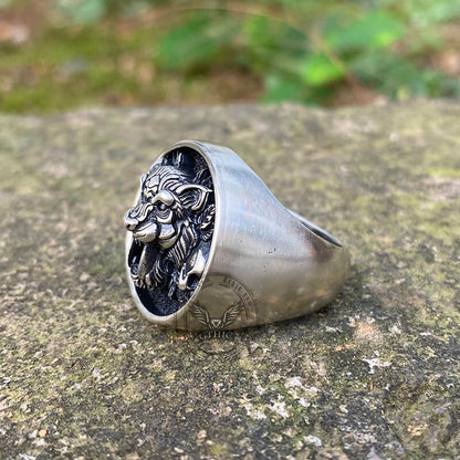 Saber Toothed Tiger Skulls Sterling Silver Ring