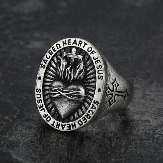 Sacred Heart of Jesus Sterling Sliver Ring