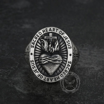 Sacred Heart of Jesus Sterling Sliver Ring