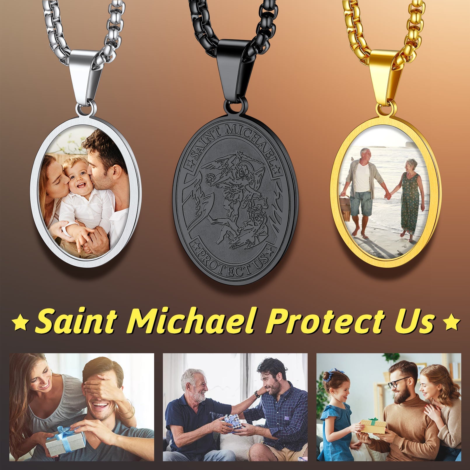 Customized Saint Michael Necklace With Picture for