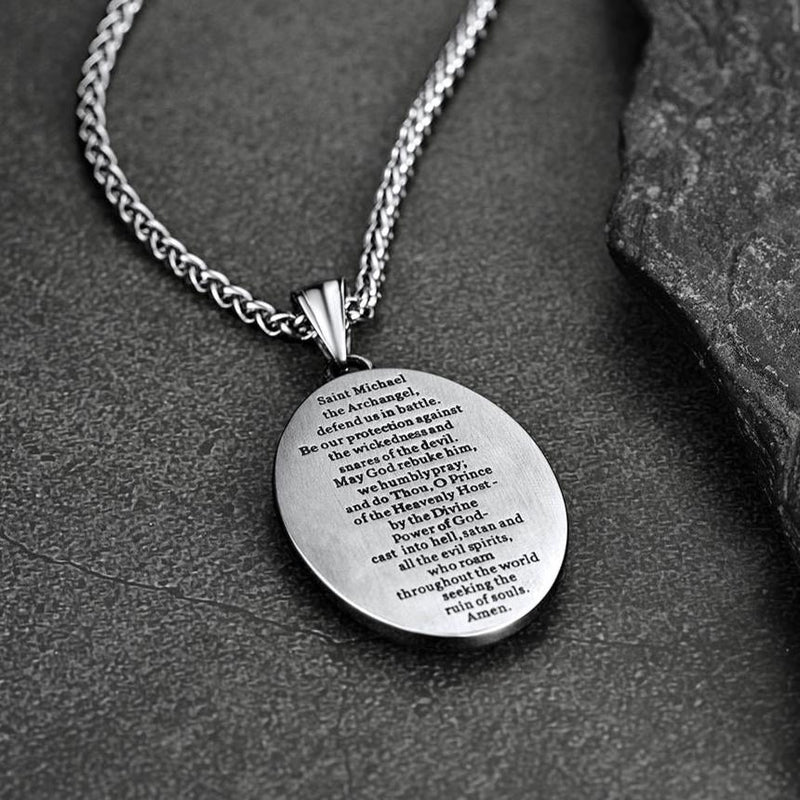 Oval Archangel Saint Michael Necklace Medal