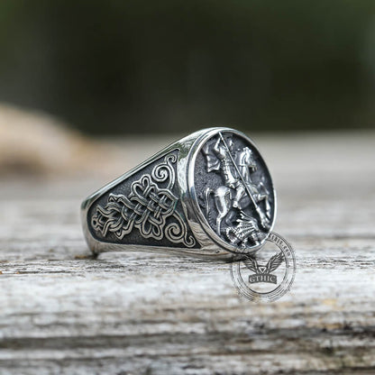 St. George and the Dragon Stainless Steel Religion Ring