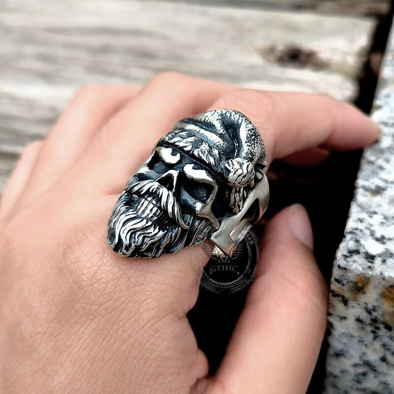 Santa Claus Skull Sterling Silver Ring