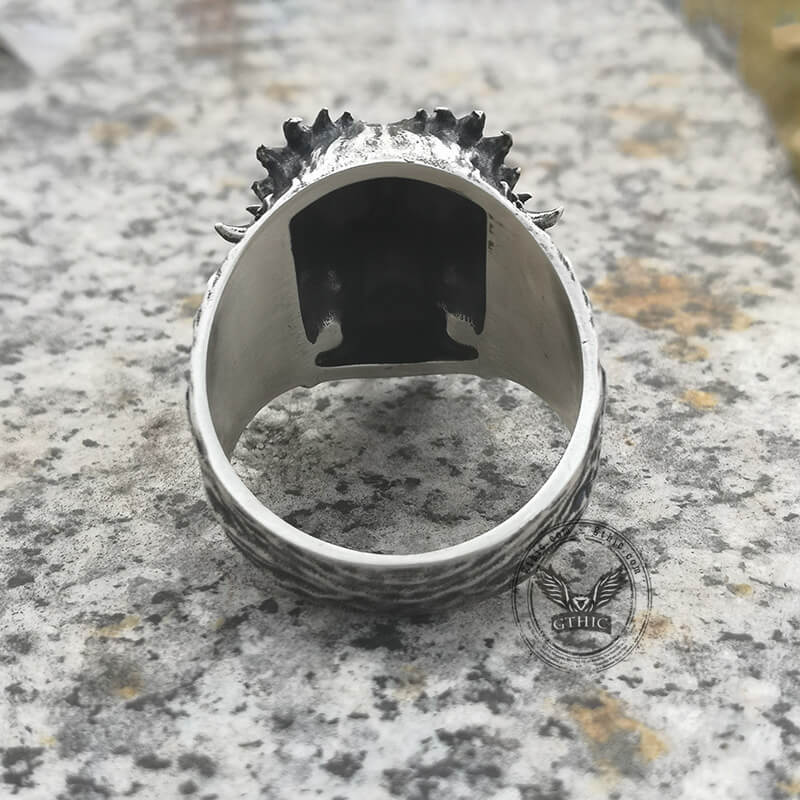 Screaming Demon Skull Sterling Silver Ring