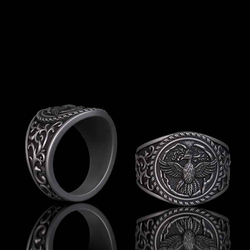 Scrolls Sterling Silver Phoenix Ring