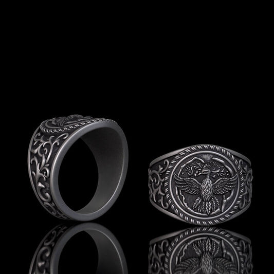 Scrolls Sterling Silver Phoenix Ring