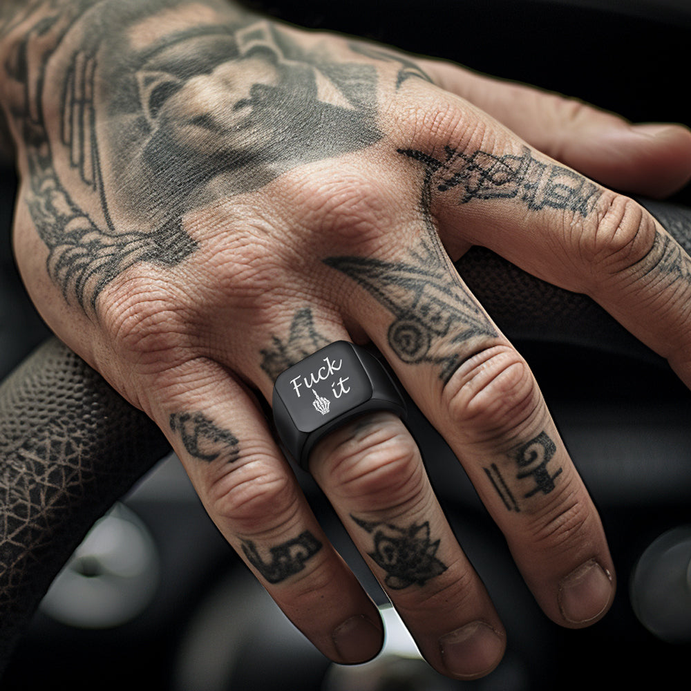 Stainless Steel Biker Signet Ring for