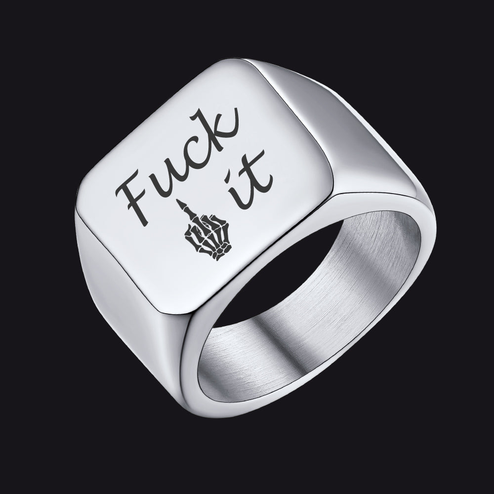 Stainless Steel Biker Signet Ring for