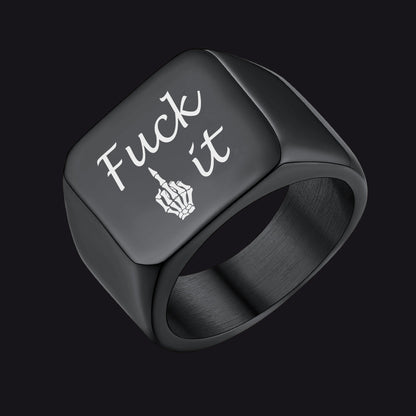 Stainless Steel Biker Signet Ring for