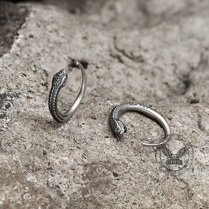 Snake-shaped Sterling Silver Hoop Earrings